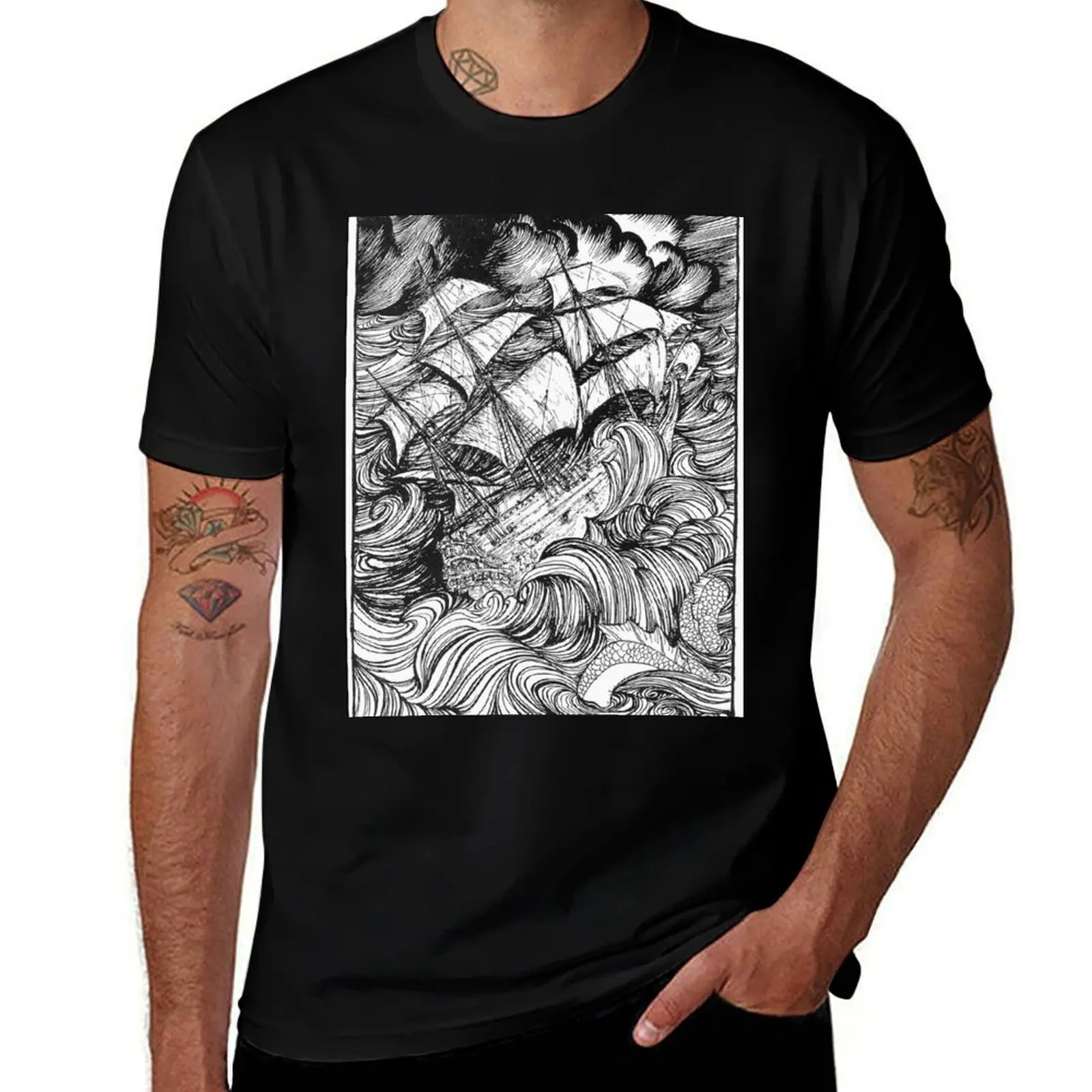 Ship Found in a Bottle - Arthur Rackham T-Shirt Anti-Perspiration Workout Top T-Shirt