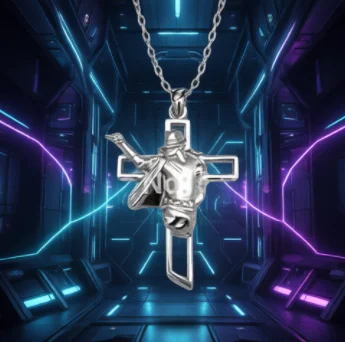 Michael Jackson Cross Necklace King Of Pop Dancer Rock Roll Dancing MJ Pendant Charm Punk Jewelry
