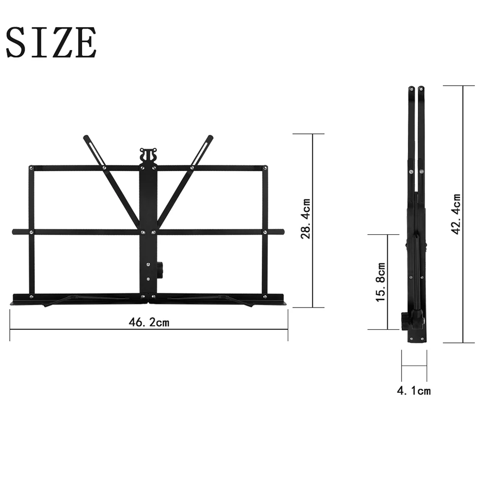 Trípode de hoja de música plegable, soporte de música de acero inoxidable, altura ajustable con bolsa, accesorios para instrumentos musicales