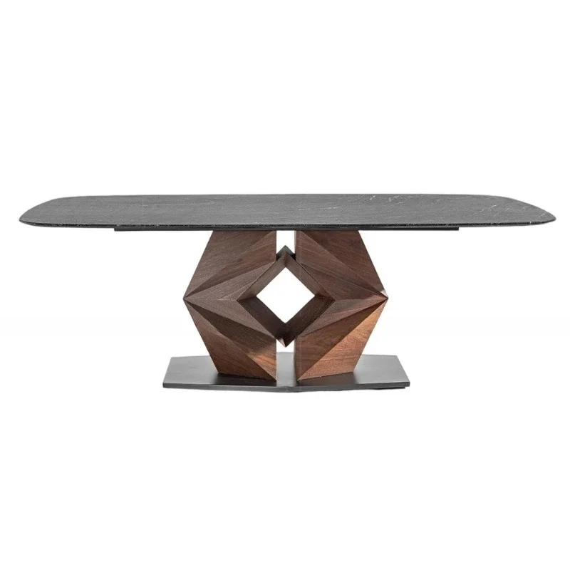 Light luxury marble dining table for home use high-end villa rectangular western dining table