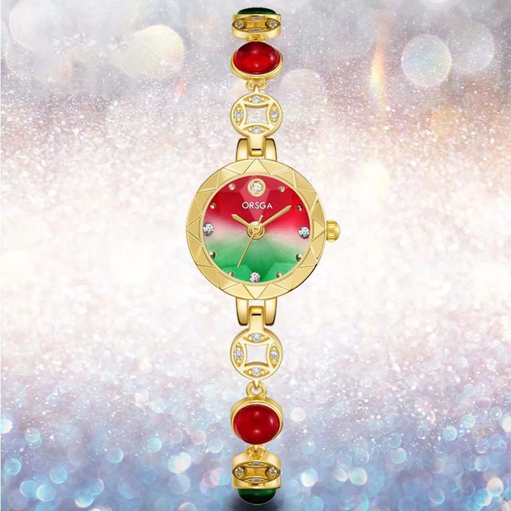 

ORSGA Fashion Coin Ladies Quartz Watch Bracelet Watch with Diamond Accents Women's Wristwatch Ladies' Gift