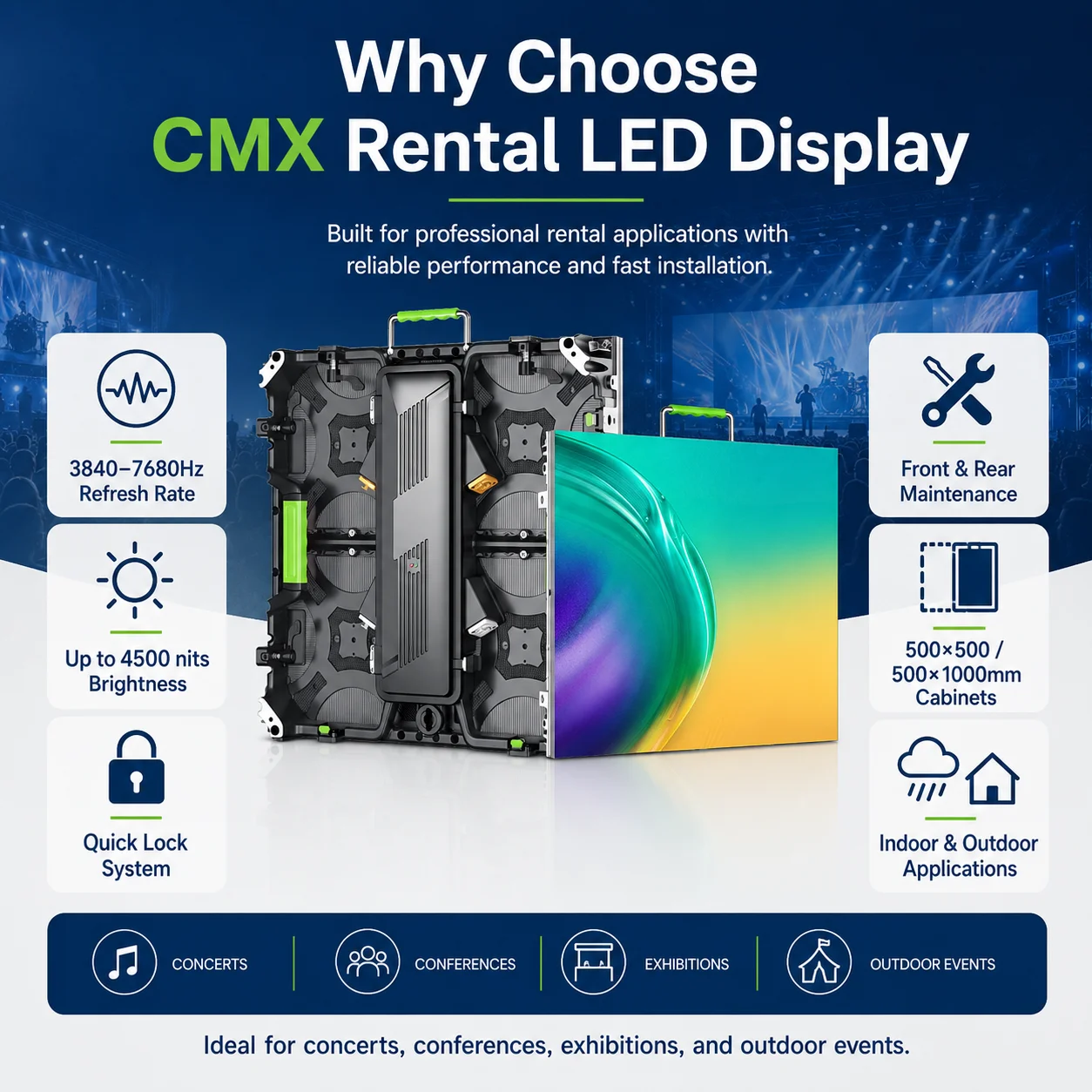 Custom High Frequency Full Color Movable Waterproof P2.5 for Rental Use Outdoor Led Video Wall LED Display