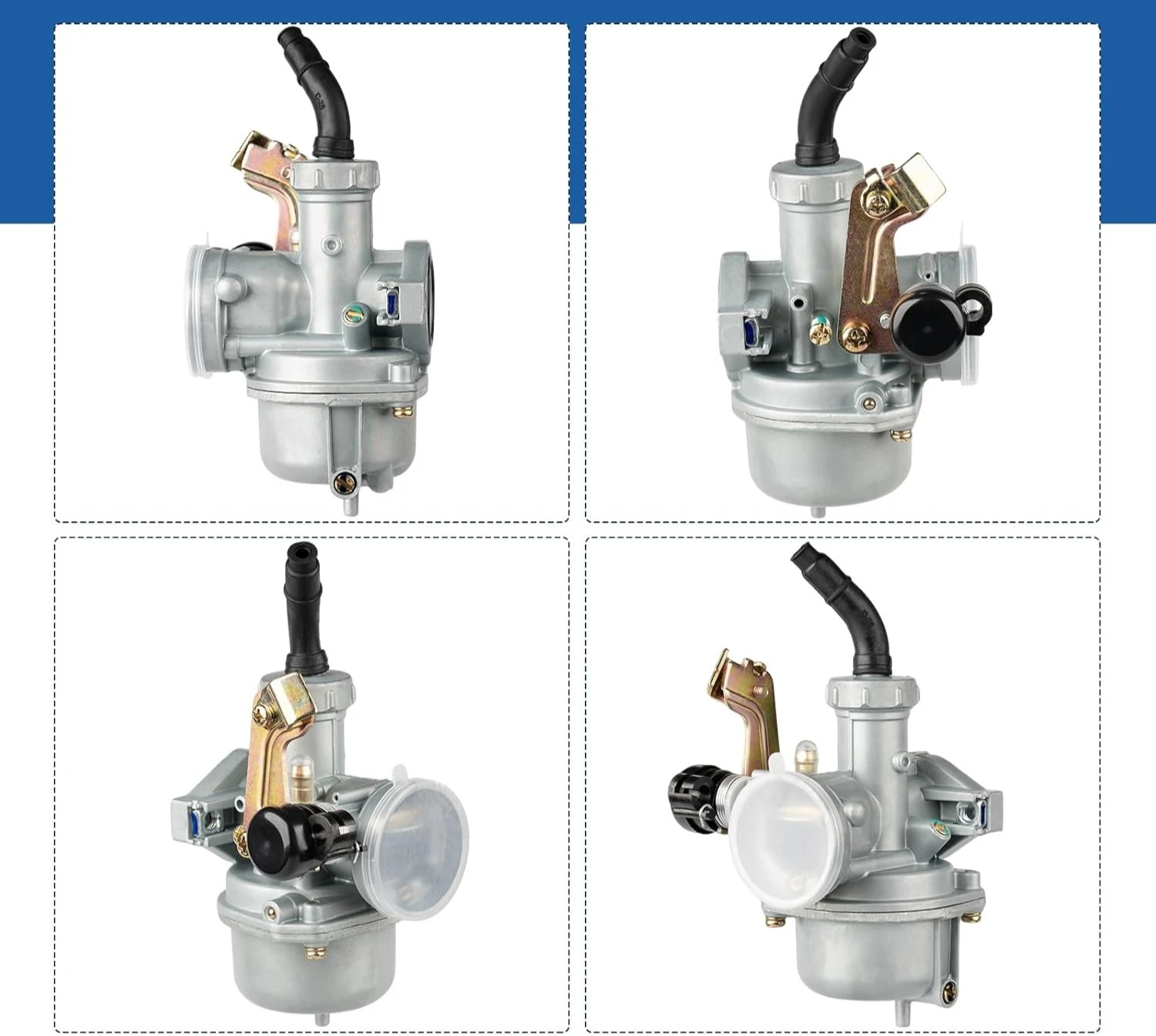 PZ22 Carburetor Kit 22mm with Cable Choke, 38mm Air Filter & Intake Pipe Gasket for 110cc 125cc Pit Bike ATV Quad