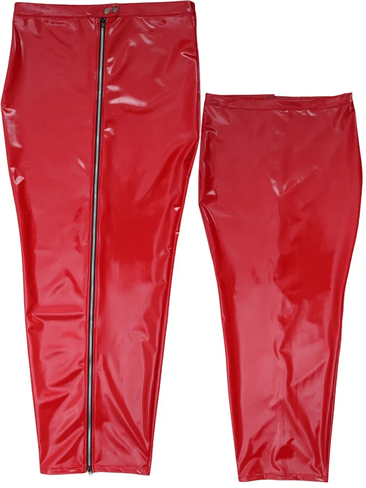 Women Plus Size Wet Look PVC Pencil Skirt High Waist PU Leather Long Skirts Zipper Package Hip Maid Faldas Tights Skirt