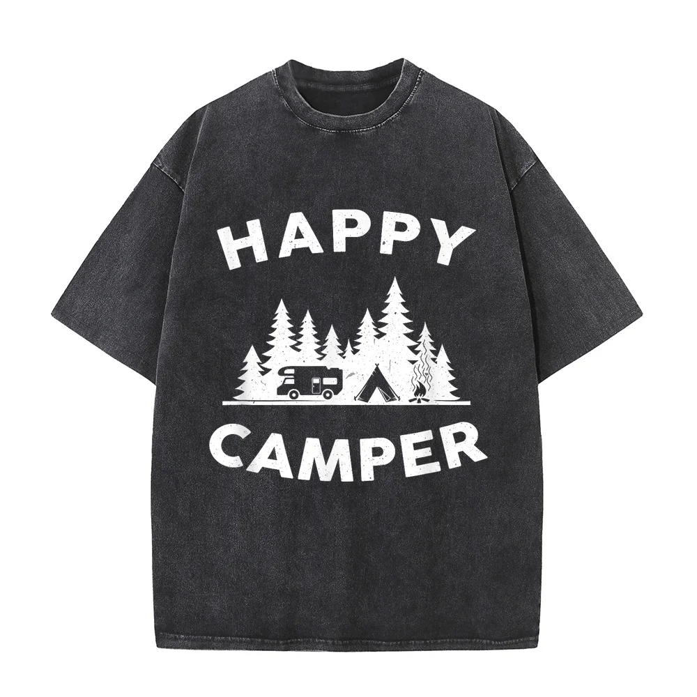 Happy Camper Camping T-Shirt for Men Women and Kids All Cotton T Shirt 100 Tee Funny Quote Summer Top Humor Casual Graphic