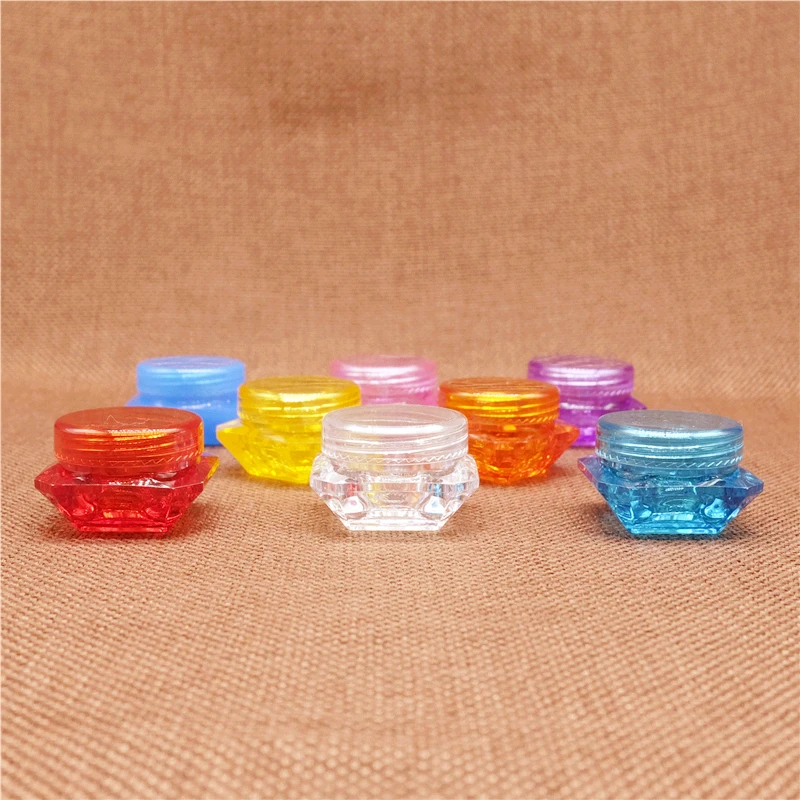 Barattolo di plastica a forma di diamante da 3 g 5 g 3 ml 5 ml Crema cosmetica per rossetto Uso da viaggio Bottiglia Ombretto Campione Contenitore riutilizzabile