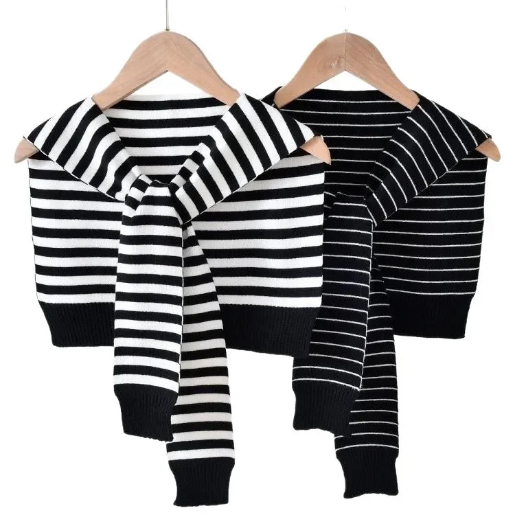 Spring Summer Girl's Collar Solid Color Knitted Small Shawl Women's Office Wear Collar Neck-warming Vest Pair  Ladies' Shirts