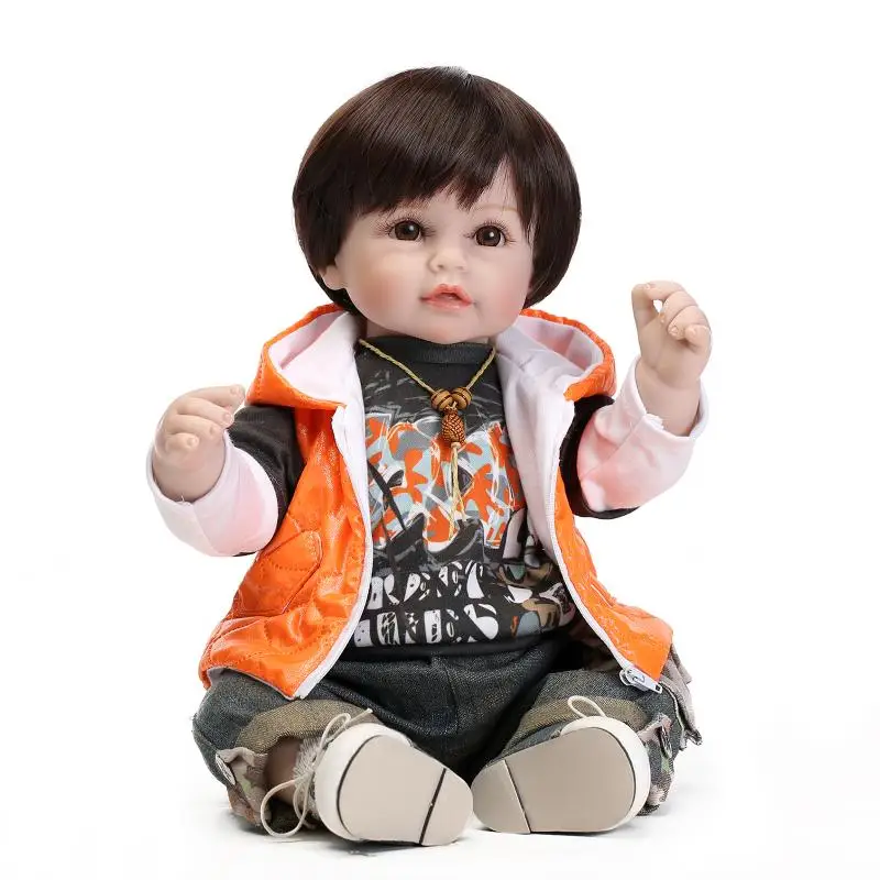 reborn toddler boy 55cm Silicone Vinyl Reborn Baby Doll Toys Lifelike Soft Cloth Newborn babies Doll Reborn Birthday Gift