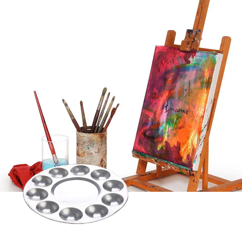 10-put aluminium mengpalet ronde kunst schilderij lade aquarel school tool pigmentdoos