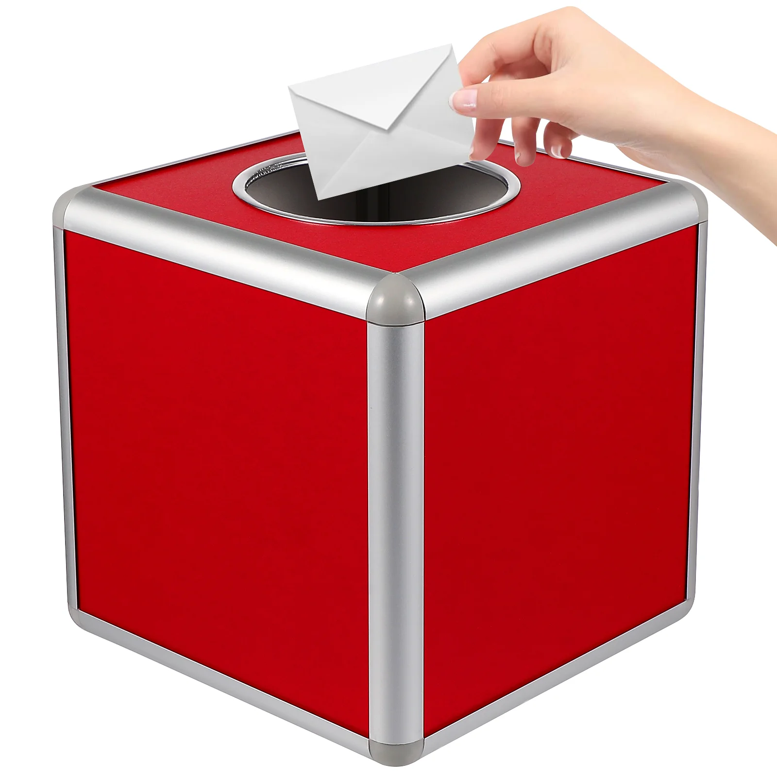 

Raffle Ticket Holder Square Tickets Storage Boxes Ballot Multifunction Red Work