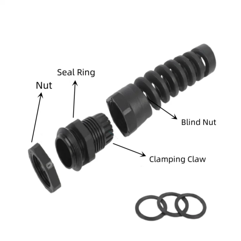 Водонепроницаемый нейлоновый кабельный сальник PG7 PG9 PG11 Регулируемый F lex спиральный коннектор широкий диапазон зажима, 1 шт.