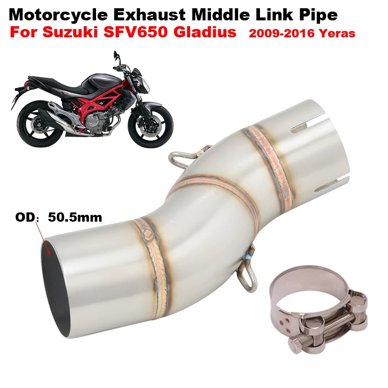 Slip On For Suzuki SFV650 SFV 650 Gladius 2009 - 2016 SFV-650 Motorcycle Exhaust 51mm Middle Link Pipe Connecting 51mm Muffler