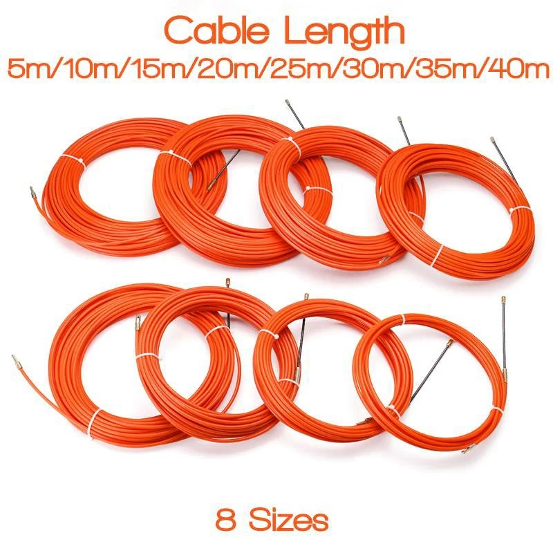 ABJA-4Mm Orange Guide Device Nylon Electric Cable Push Pullers Duct Snake Rodder Fish Tape Wire