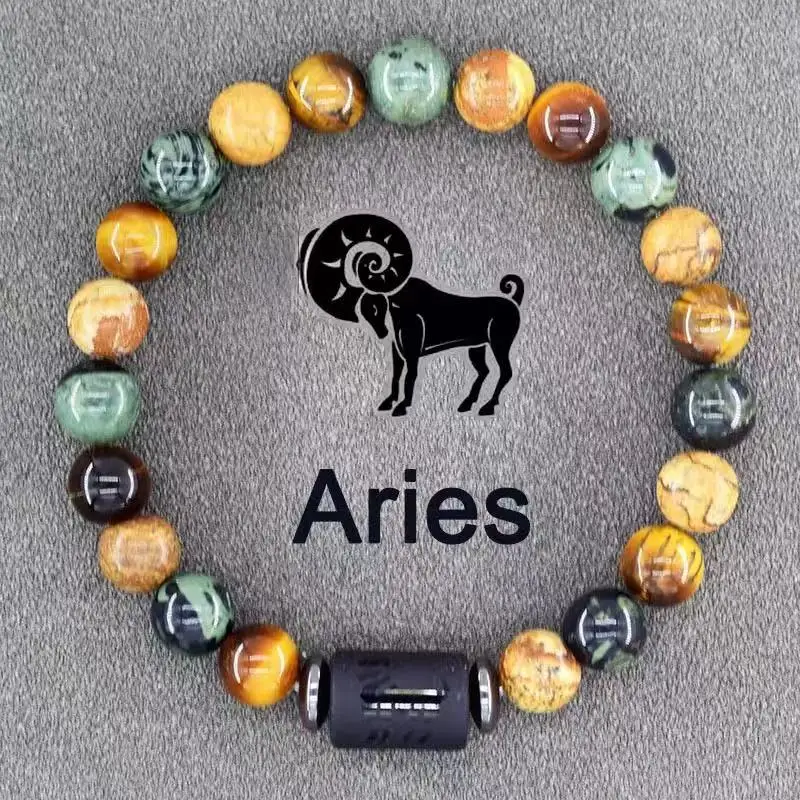 Adjustable Bohemian Birthstone Zodiac Bracelet Natural Uncoated Turquoise Stone Beaded Bracelet for Cancer Virgo Leo Libra Frien