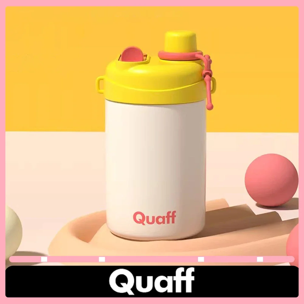 QUAFF Big Mac Straw Integrated Type Water Cup Bottle Heat Preservation Portable 520ml Stainless Steel Inner Liner Cup Kettle Man