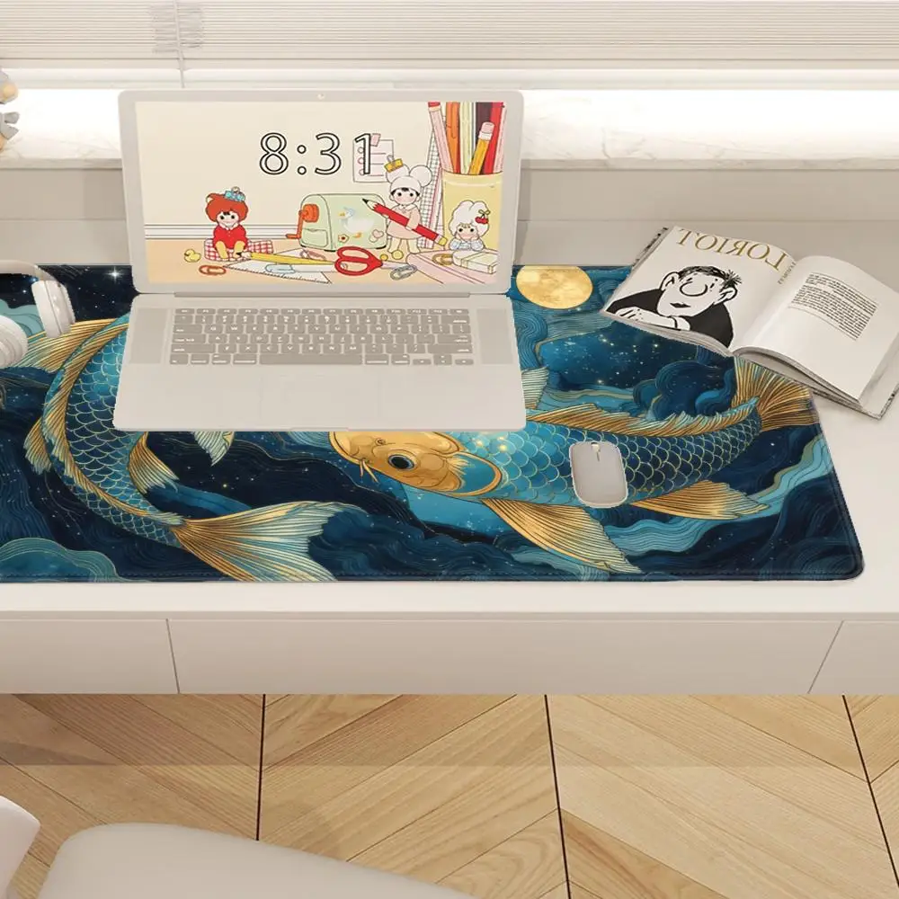 HYBXAXC Art Aesthetic Koi Fish Pattern MTG Playmat Magic Card Battle Mat Non-Slip Durable Commander playmat tapete magic mtg