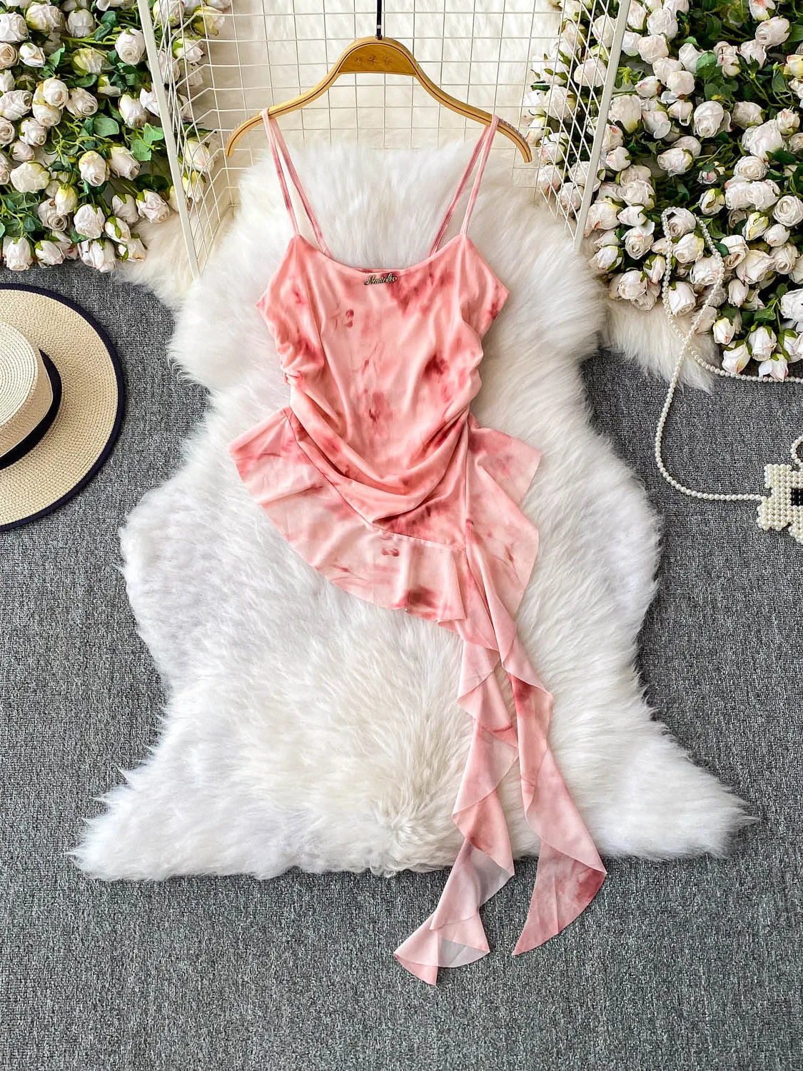 

Сексуальный топ Spicy Girl Tie Dye Me с асимметричным подолом Csole, женский летний топ с дизайном Ele, сетчатая майка с нерегулярной кружевной отделкой