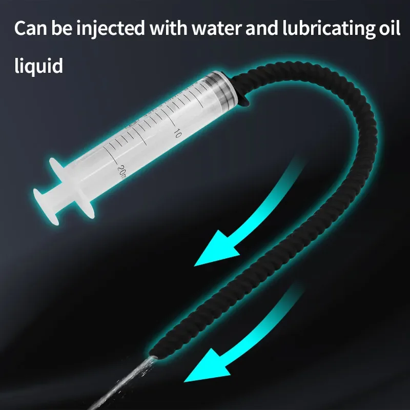 Spray/Washing With Syringe Silicone Penis Plug Threaded Urethral Sound SM Sex Toy Penis Glans Trainer Man Gay Urethra Masturbate