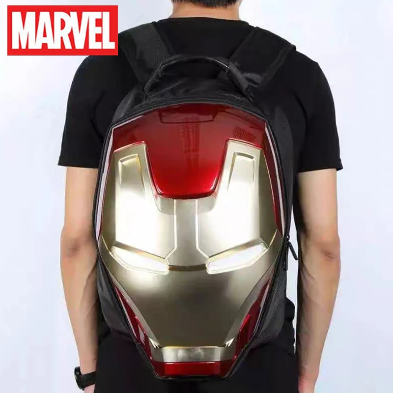 Marvel Iron Man Motorcycle Bag Cartoon Light Up Cool Backpack Adult Travel Backpack Animation Large Capacity Helmet Bag Gift To