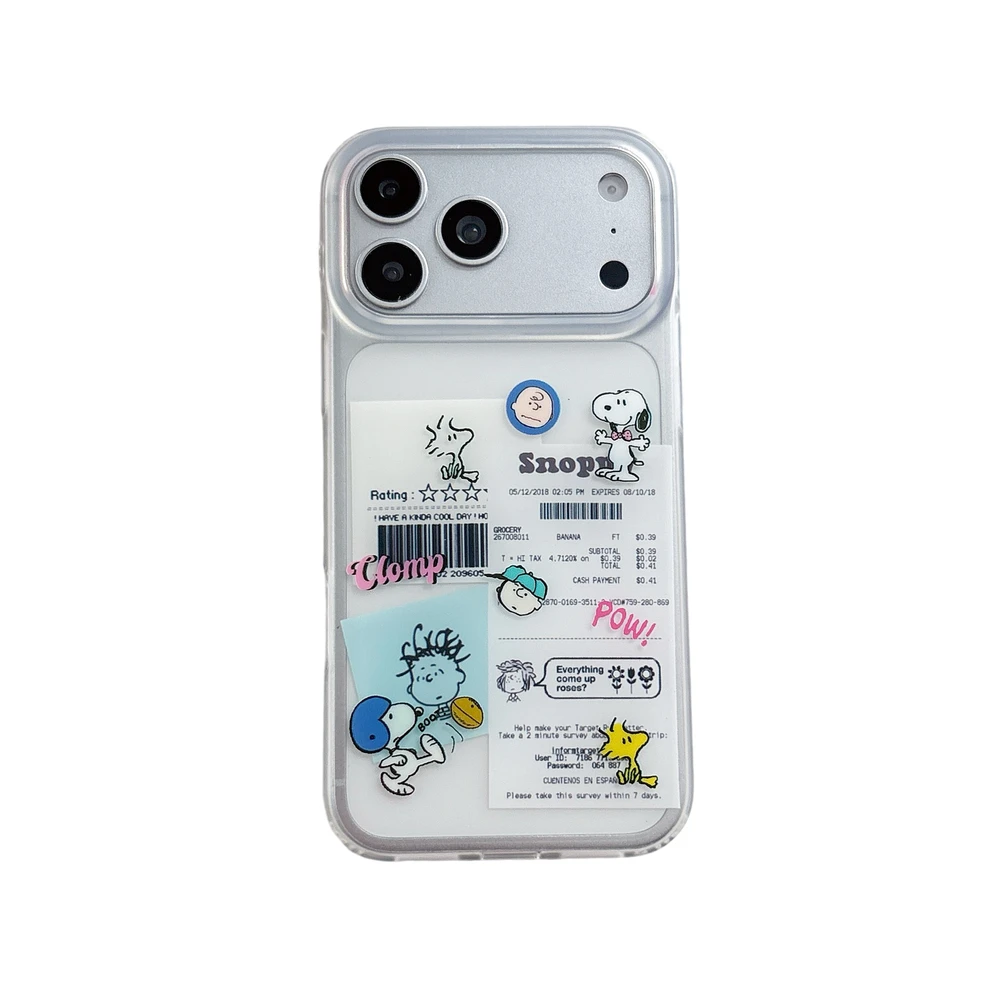 Cute Cartoon Peanut Snoopy Charlie Brown illustration Tag Phone Case For iPhone 18 17 16 15 Pro Max Cases Shockproof Hard Cover view 6