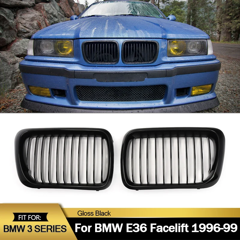 

SAIQINGSP Glossy Black Front Kidney Grille For BMW 3 Series E36 M3 318 323i 328i LCI 1997-1999 Grille Assembly