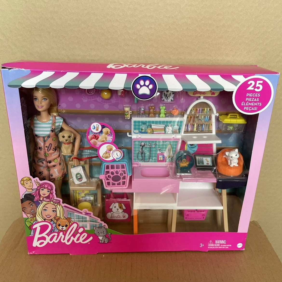 Zestaw dla lalek Barbie - sklep zoologiczny, zabawna profesjonalna zabawa, bogate akcesoria, modne dopasowania, DIY, dla dziewczynek, zabawka do zabawy w dom, prezent.