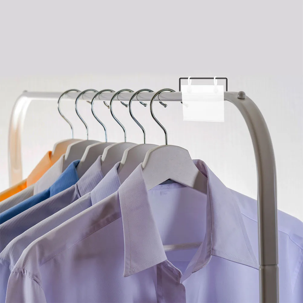 

20Pcs Clear Plastic Price Tag Holders Double Hook Clips for Market Baskets Shelves Label Organizer Bin Labels Basket Labels Clip