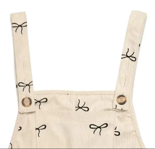 

New Age Reducing Sweet Style Bow - Print Jumpsuit, Loose Wide - Leg Suspender Pants,Warm Corduroy Suspender Overalls