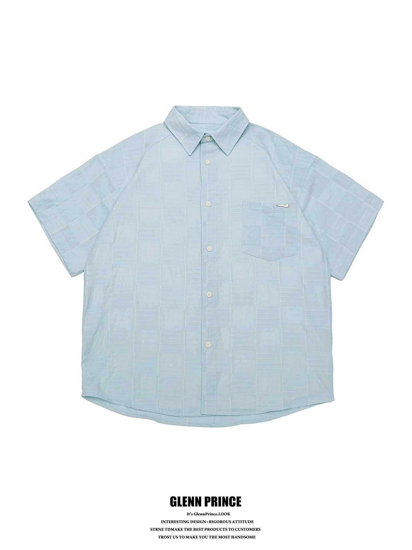 

GPstudio Japanese Style Retro Geometric Plaid Short Sleeve Men's Shirt Texture CleanFit Versatile Holiday Shirt Breathable Co...