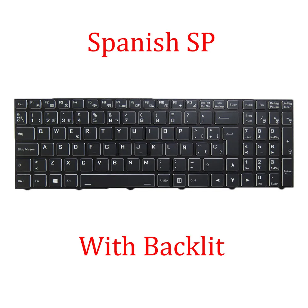 Backlit UK RU GR FR SP Keyboard With Small Ctrl For Slimbook For Elemental 15