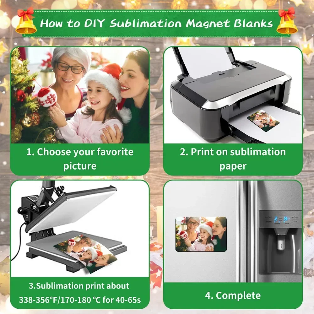 D&D 10pcs 7.5*5.5cm Sublimation Magnet Blanks Sublimation Blank Fridge Magnets Personalized for DIY Kitchen Office Decorative
