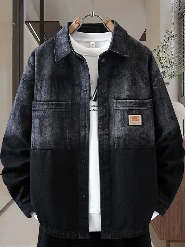 

Gradient Color Jeans Jacket Men's Spring Autumn New Casual American Trendy Outerwear Youth Fashion High-End Sensation