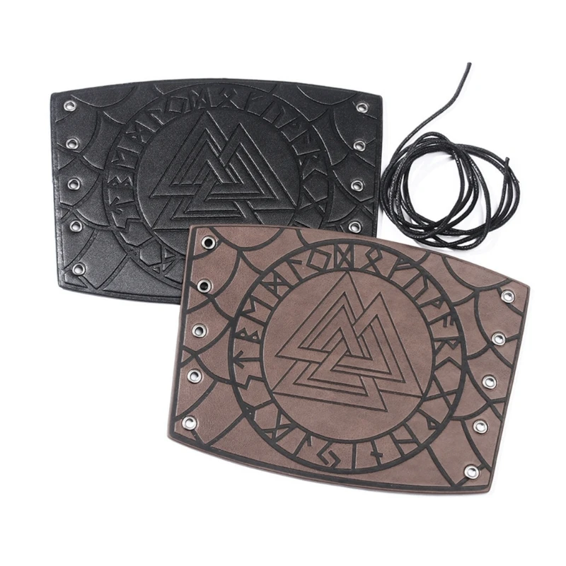 77HC Leather Gauntlet Wristband Medieval Bracer Adjustable Armband Arm Guard for Hip for pop Young Peopl