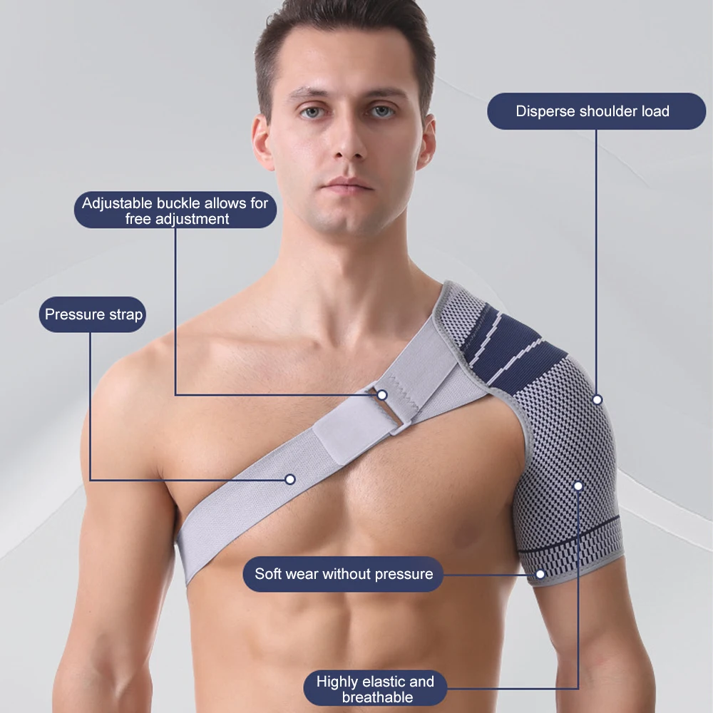 1pc Left Right Shoulder Support Stabilizer Compression Sleeve with Adjustable Strap for Rotator Cuff Relief, Frozen Shoulder