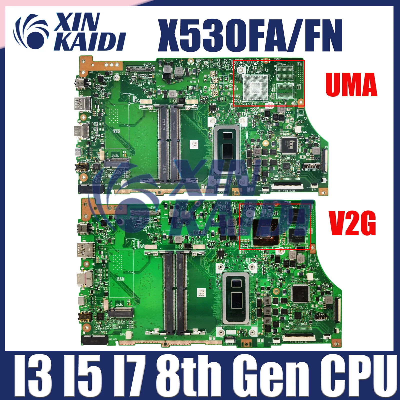 Computer Mainboard For ASUS X530F X530FN X530FA S530F S5300F U5300F K530 V530F F Laptop Motherboard with i3 i5 i7 8th Gen CPU