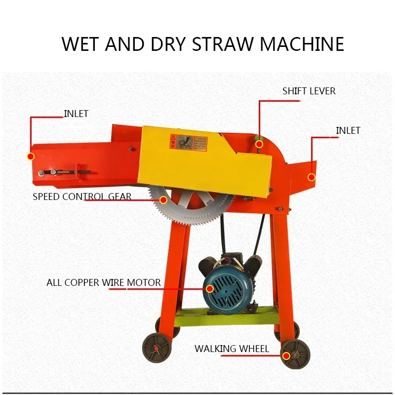 Household Small Conveyor Belt Type Shredder Corn Stalk 6 Knife Guillotine Grass Shredder Cattle And Sheep Feed Grass Cutter