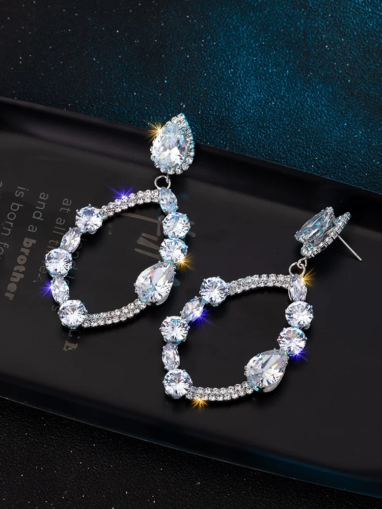 Pendientes de Zirconia Cúbica Ovalados Exages, Joyería de Moda para Mujer, Es Pendientes Coles, Joyería de Ore...