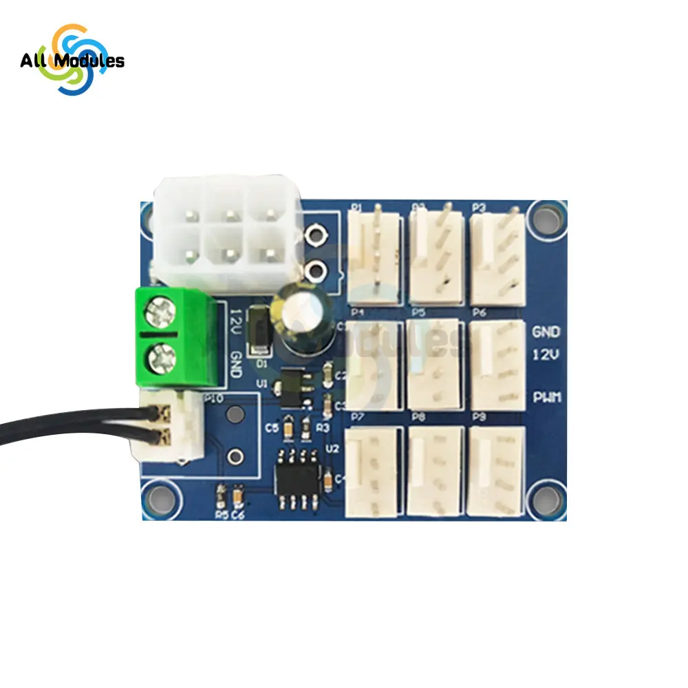 Computer case fan multi-channel speed regulator PWM speed regulation NTC 12V temperature measurement temperature control