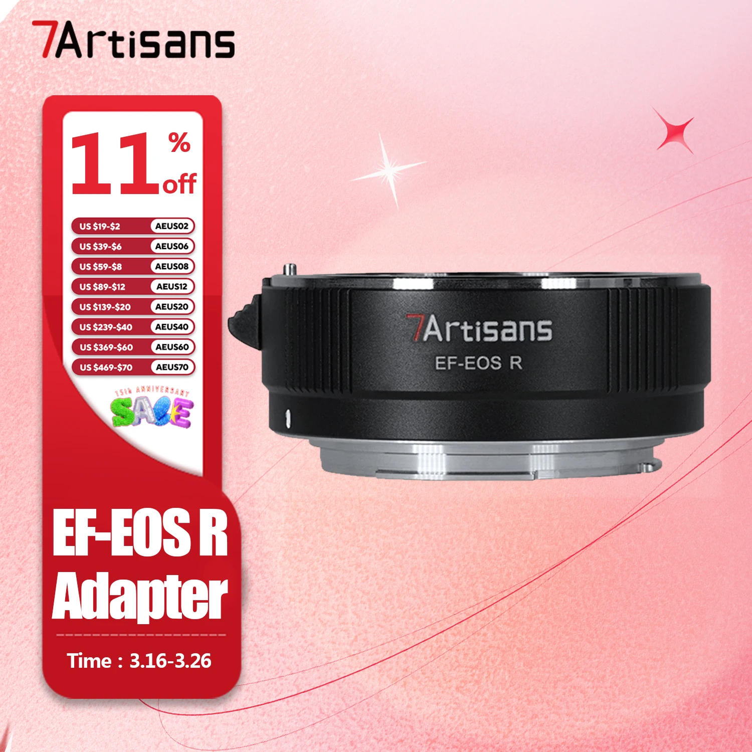 

7artisans EF EF-S to EOS R Mount Autofocus Lens Adapter for Camera Photography Accessories Canon EOS R10 R7 R6 R5 C70 RP