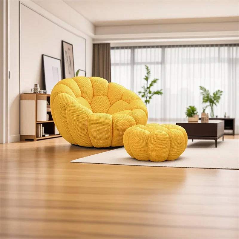 Italian Minimalist Rochburg Football Sofa Single Seat Designer Pumpkin Lazy Sofa Balcony and Bedroom Can Lie Down and Recline