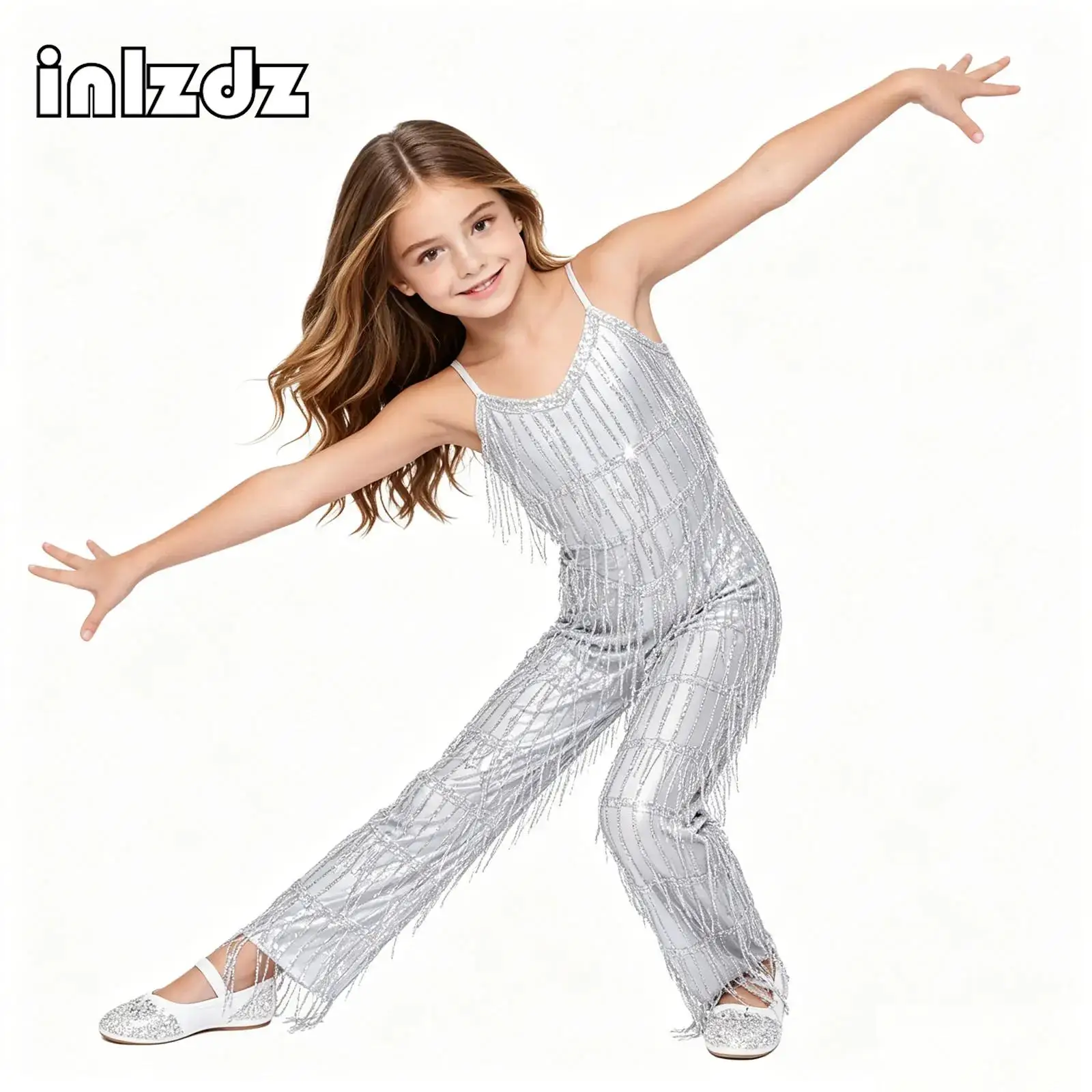 

New Latin Modern Dance Suits Big Girls Fringes Long Pants Ballroom Tango Rumba Latin Disco Jazz Hip Hop Dresses Clothing