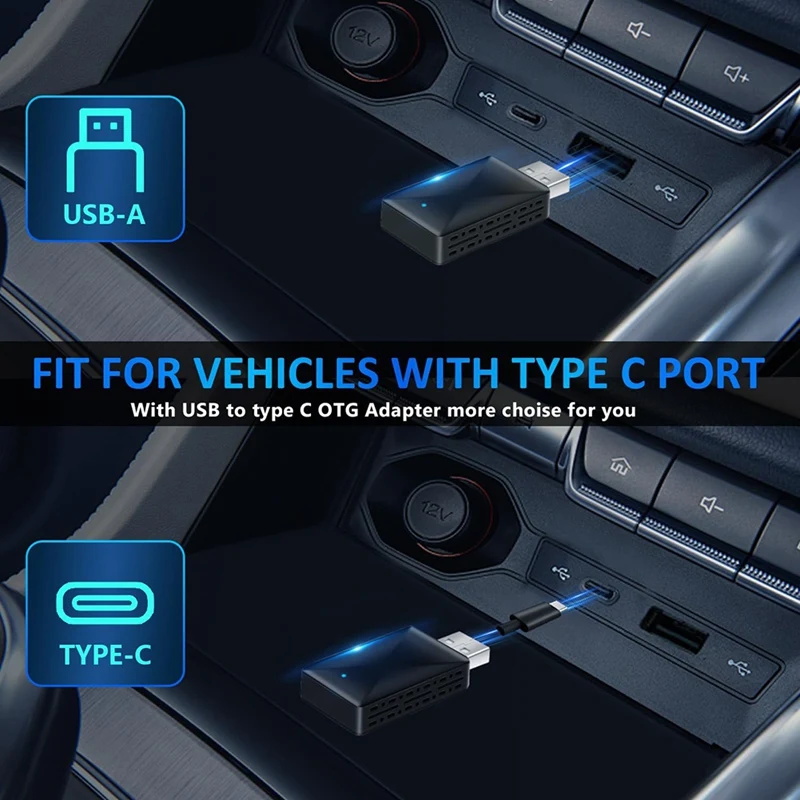 Converti cavo in Dongle Carplay wireless Plug & Play, adattatore wireless Carplay Bluetooth per Iphone IOS 12+ / Android 11+