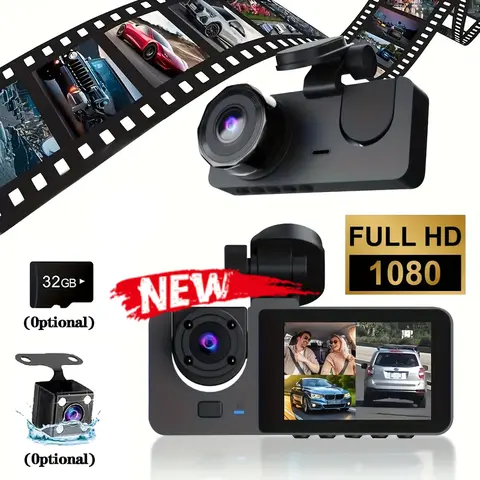 삼중 렌즈 WiFi 대시캠, 3채널 차량용 카메라, 1080P HD 비디오 레코더, 야간 투시경, 동작 감지, 광각 차량용 DVR