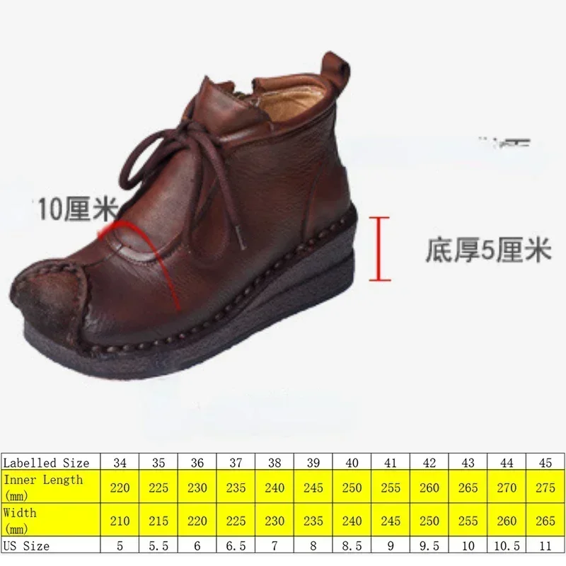 Koznoy 5cm Natural Cow Genuine Leather Platform Wedge Zip Retro Ladies Ankle Booties Autumn Spring Women Loafer Flats Shoes