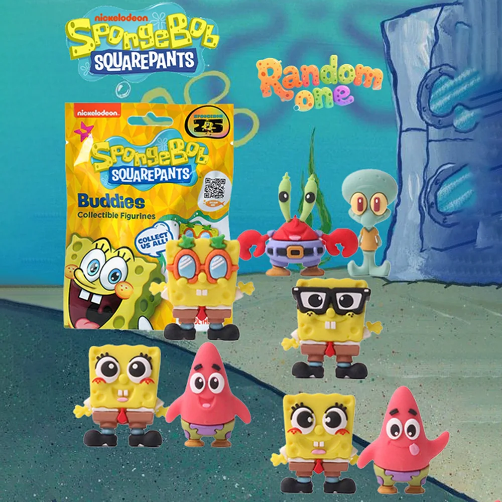 1 Pieza de Bob Esponja, Caja Misteriosa Oficial de SquarePants, Figuras 3D, Una Figura Coleccionable Aleatoria, Adorno para Escritorio, Excelente Regalo
