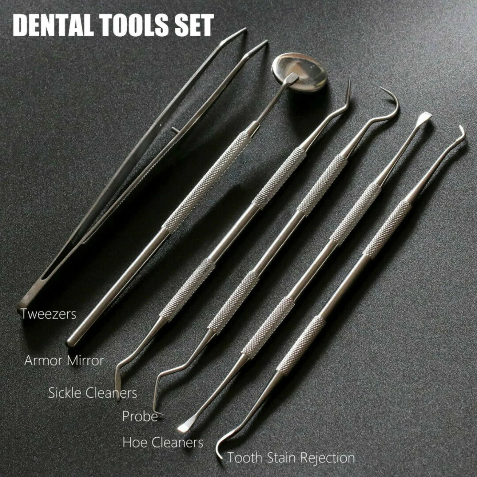 5pcs/set Stainless Steel Dental Mirror Oral Care Tool for Teeth Cleaning Dental Kit Instrument Dental Pick Dentist Prepare Tool