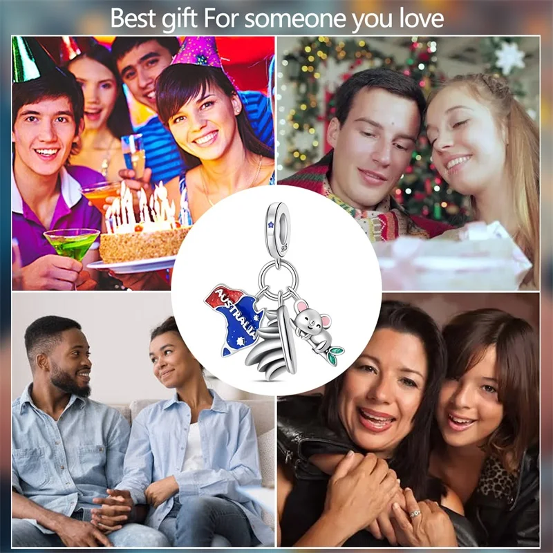 925 فضة أستراليا كوالا سيدني أوبرا البيت تذكارية قلادة سحر صالح الأصلي سحر سوار المرأة DIY مجوهرات هدية #6