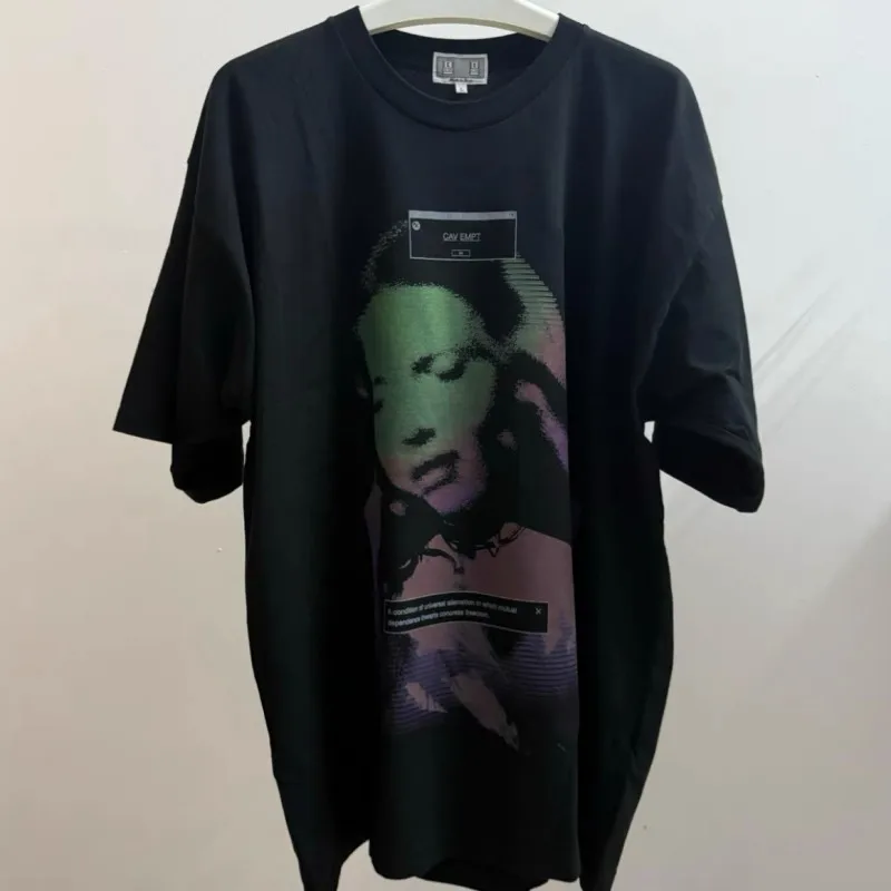 Color Pixels Female Portrait Print Summer Street CAVEMPT Tshirts Men Women Cotton Breathable Short Sleeve Loose CE Top Tees