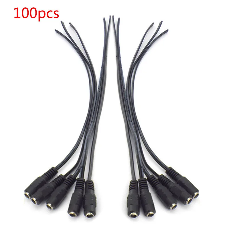 100pcs DC Male Connecters Extension jack Cable Adapter Plug For LED Strip Light CCTV Camera 26cm Length 5.5x2.1mm LED Driver F1