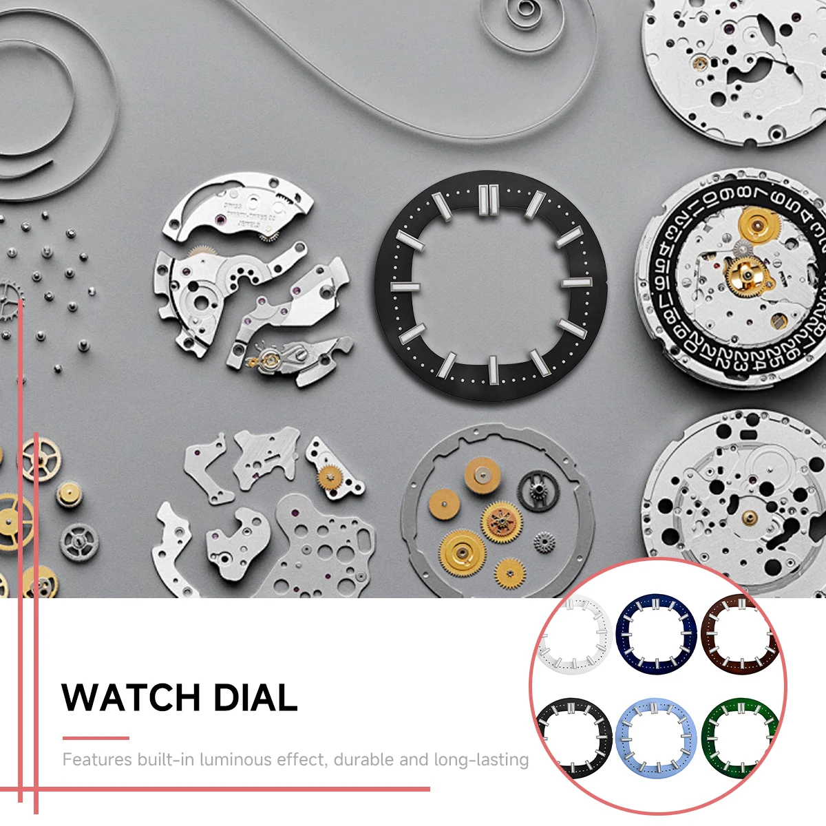 قرص NH35 قرص 30.5 ملم قرص شفاف مضيء باللون الأخضر يناسب ملحقات استبدال ساعة الحركة NH35 NH36